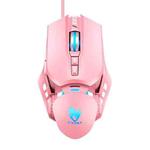 T-WOLF G530 USB Interface 7-Buttons 6400 DPI Wired Mouse Mechanical Gaming Macro Definition 4-Color Breathing Light Gaming Mouse, Cable Length: 1.5m( Pink)