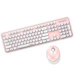 Mofii Sweet Wireless Keyboard And Mouse Set Girls Punk Keyboard Office Set, Colour: White Pink Ordinary Version