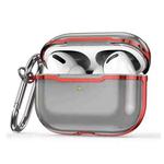 DDEHY668 Electroplated Transparent Silicone + PC Protective Cover For AirPods Pro(Transparent Black + Red)