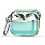DDEHY668 Electroplated Transparent Silicone + PC Protective Cover For AirPods Pro(Transparent Green + Gold)