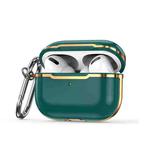 CSDD886 Electroplated Two-Color TPU + PC Protective Cover Case For AirPods Pro(Emerald + Gold)