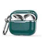 CSDD886 Electroplated Two-Color TPU + PC Protective Cover Case For AirPods Pro(Emerald + Silver)