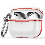 CSDD886 Electroplated Two-Color TPU + PC Protective Cover Case For AirPods Pro(Porcelain White + Red)