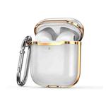 2 PCS SSDD8868 Bluetooth Headset Protective Cover Transparent TPU Headphone Protective Case For AirPods 1 / 2(Transparent + Gold)