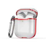 2 PCS SSDD8868 Bluetooth Headset Protective Cover Transparent TPU Headphone Protective Case For AirPods 1 / 2(Transparent + Red)