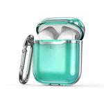 2 PCS SSDD8868 Bluetooth Headset Protective Cover Transparent TPU Headphone Protective Case For AirPods 1 / 2(Transparent Green + Silver)