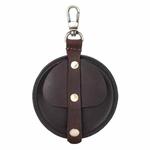 CONTACTS FAMILY CF1042D For Galaxy Buds Live Leather Protective Case with Hanging Buckle(Coffee)