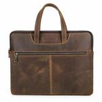 CONTACTS FAMILY  CF3010 Crazy Horse Leather Multifunctional Laptop Handbag For Macbook Pro 16 Inch(Coffee)