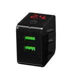 R006 2.4A Dual USB Ports Automatic Power-Off Safety Fast Charger With Output  V/A Display, CN Plug(Black)