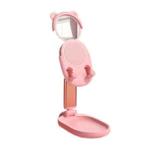 OATSBASF Desktop Phone Holder Beauty Mirror Folding Storage Holder(Pink)