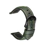 Quick Release Watch Band Crazy Horse Leather Retro Watch Band For Samsung Huawei,Size: 22mm (Army Green Black Buckle)