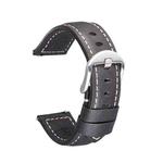 Quick Release Watch Band Crazy Horse Leather Retro Watch Band For Samsung Huawei,Size: 24mm (Black Silver Buckle)