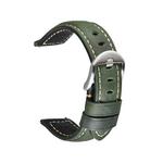 Quick Release Watch Band Crazy Horse Leather Retro Watch Band For Samsung Huawei,Size: 24mm (Army Green Silver Buckle)