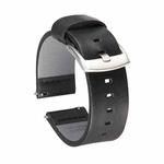 Square Hole Quick Release Leather Watch Band For Samsung Gear S3, Specification: 24mm(Black -Silver Buckle)