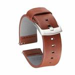 Square Hole Quick Release Leather Watch Band For Samsung Gear S3, Specification: 24mm(Brown- Silver Buckle)