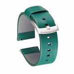Square Hole Quick Release Leather Watch Band For Samsung Gear S3, Specification: 24mm(Green - Silver Buckle)