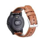 HHJ22 Quick Release Leather Watch Band For Samsung/Huawei Smart Watches, Size: 20mm(Lychee Pattern Light Brown Silver Buckle)