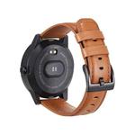 HHJ22 Quick Release Leather Watch Band For Samsung/Huawei Smart Watches, Size: 20mm(Needle Pattern Light Brown Black Buckle)