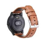 HHJ22 Quick Release Leather Watch Band For Samsung/Huawei Smart Watches, Size: 22mm(Lychee Pattern Light Brown Silver Buckle)