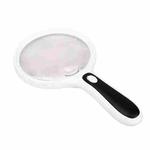 HY130 Hand-Held With LED Lamp 3 Times 130mm Big Mirror Old Man Reading Repair HD Magnifier(White Frame)