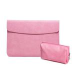Horizontal Litchi Texture Laptop Bag Liner Bag For MacBook  11 Inch A1370 / 1465(Liner Bag+Power Bag Pink)