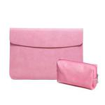 Horizontal Litchi Texture Laptop Bag Liner Bag For MacBook 12 Inch A1534(Liner Bag+Power Bag Pink)
