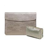 Horizontal Litchi Texture Laptop Bag Liner Bag For MacBook  13.3 Inch A1502 / 1425/1466/1369(Liner Bag+Power Bag Golden)