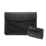 Horizontal Litchi Texture Laptop Bag Liner Bag For MacBook 15.4 Inch A1398(Liner Bag+Power Bag Black)