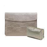 Horizontal Litchi Texture Laptop Bag Liner Bag For MacBook 15.4 Inch A1398(Liner Bag+Power Bag Golden)