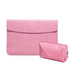 Horizontal Litchi Texture Laptop Bag Liner Bag For MacBook 15.4 Inch A1398(Liner Bag+Power Bag Pink)