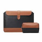 Horizontal Microfiber Color Matching Notebook Liner Bag, Style: Liner Bag+Power Bag(Black + Brown), Applicable Model: 13  -14 Inch