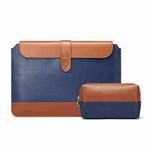 Horizontal Microfiber Color Matching Notebook Liner Bag, Style: Liner Bag+Power Bag(Blue + Brown), Applicable Model: 11  -12 Inch