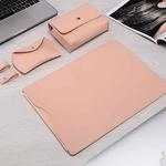 Locked Side Laptop Liner Bag For MacBook  13.3 inch A1708/A1706(4 In 1 Light Pink)