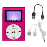512M+Earphone+Cable Mini Lavalier Metal MP3 Music Player with Screen(Pink)