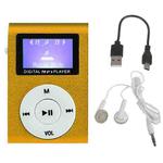 512M+Earphone+Cable Mini Lavalier Metal MP3 Music Player with Screen(Gold)