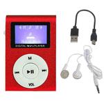 512M+Earphone+Cable Mini Lavalier Metal MP3 Music Player with Screen(Red)