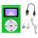 128M+Earphone+Cable Mini Lavalier Metal MP3 Music Player with Screen(Green)