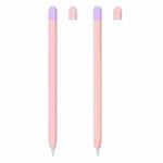 2 Sets 5 In 1 Stylus Silicone Protective Cover + Two-Color Pen Cap + 2 Nib Cases Set For Apple Pencil 1 (Pink)