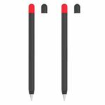 2 Sets 5 In 1 Stylus Silicone Protective Cover + Two-Color Pen Cap + 2 Nib Cases Set For Apple Pencil 2 (Black)