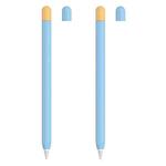 2 Sets 5 In 1 Stylus Silicone Protective Cover + Two-Color Pen Cap + 2 Nib Cases Set For Apple Pencil 2 (Blue)