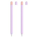 2 Sets 5 In 1 Stylus Silicone Protective Cover + Two-Color Pen Cap + 2 Nib Cases Set For Apple Pencil 2 (Lavender)