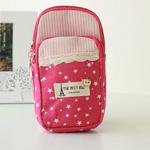 Polka Dot Small Flower Cloth Sports Running Double Arm Bag, Color:Medium Pink