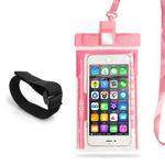 3 PCS Mobile Phone Waterproof Bag Swimming Diving Mobile Phone Sealed Protective Cover With Survival Whistle, Specification： Armband  (Pink)