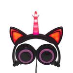 LX-CT888 3.5mm Wired Children Cartoon Glowing Horns Computer Headset, Cable Length: 1.5m(Unicorn Petal Pink Black)
