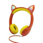 LX-K06 3.5mm Wired Children Learning Luminous Cat Ear Headset, Cable Length: 1.2m(Orange)