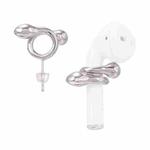 2 Pairs 925 Silver Needle Wireless Earphones Snake-Shaped Embrace Anti-Lost Earrings For AirPods(Steel Color)