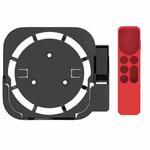 JV06T Set Top Box Bracket + Remote Control Protective Case Set for Apple TV(Black + Red)