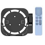JV06T Set Top Box Bracket + Remote Control Protective Case Set for Apple TV(Black + Sky Blue)