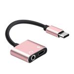 USB-C / Type-C to 3.5mm Aux + USB-C / Type C Earphone Adapter Charger Audio Cable (pink)