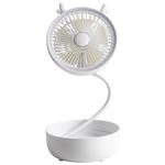 Outdoor Portable Storage Desktop Telescopic Folding Small Fan Aromatherapy Box Fill Light(White)